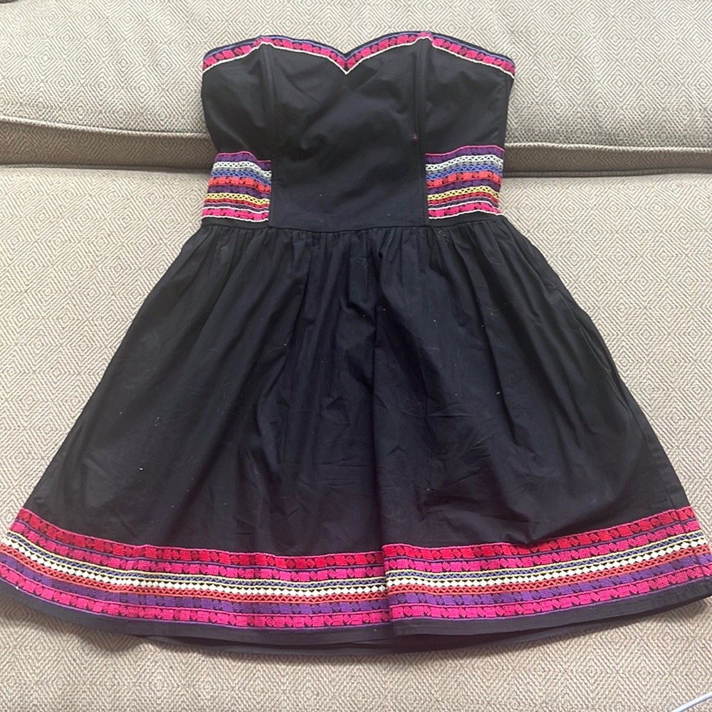 H&M black pink colorful strapless mini dress